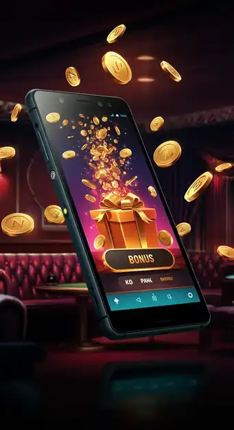 Visuel d'un coffre au trésor rempli de pièces d'or et de jetons de casino, symbolisant la richesse des bonus de Spin Dynasty Casino