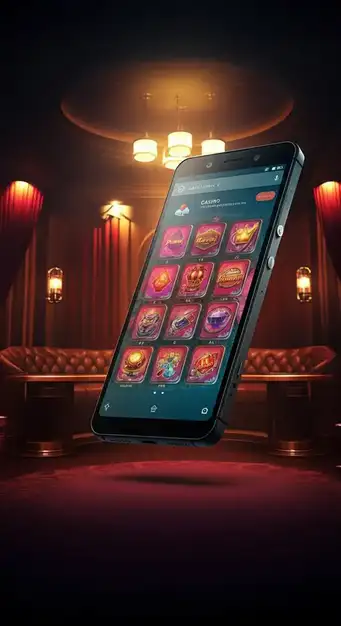 Interface de jeu Spin Dynasty Casino avec bannière promotionnelle du bonus de bienvenue et machines à sous en arrière-plan
